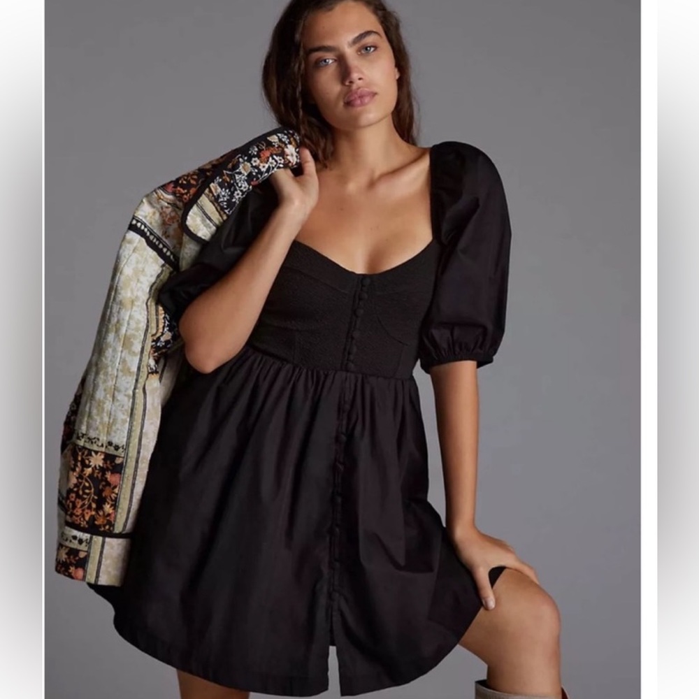 Anthropologie Maeve Black Mini Dress size Small